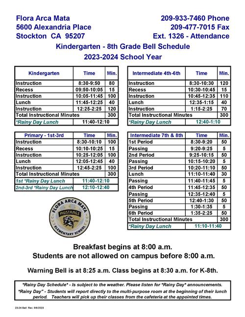 Mata Bell Schedule